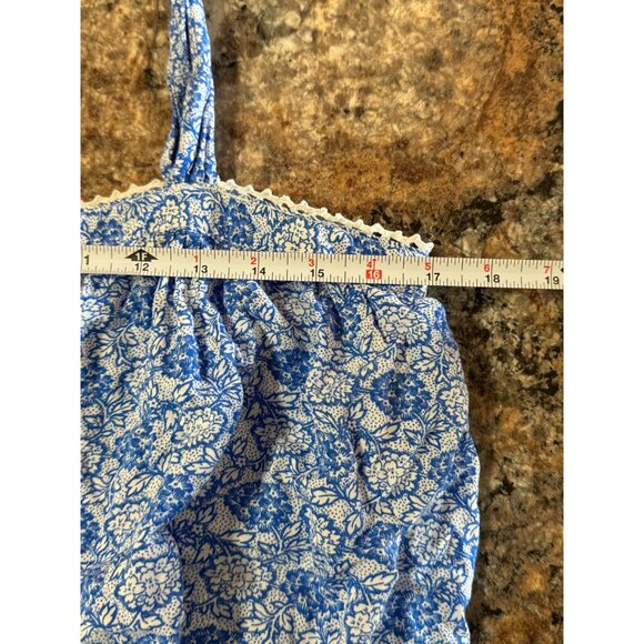 FREE PEOPLE SWEET CAROLINE TOP Floral Print Blue White Sleeveless Medium /o1 - Picture 4 of 5